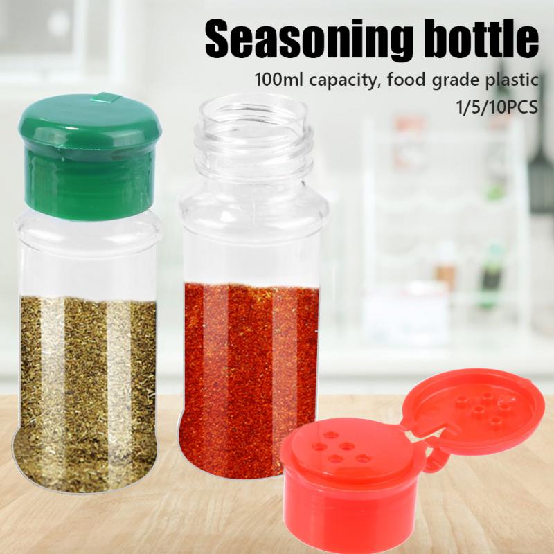 1~10PCS 5/Jars for spices Salt and Pepper Shaker Seasoning Jar spice organizer Plastic Barbecue Condiment Kitchen Gadget Tool