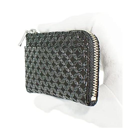 Inden-ya Coin Purse F-Coin Purse 05, Deer Leather, Black Base X Black Lacquer, Ring Pattern Small, 1005-01-177. Features Natural Deer Leather with