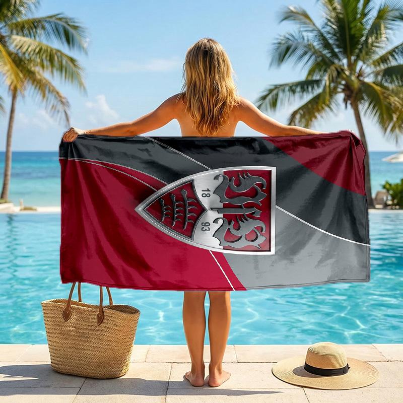 Asciugamano da Spiaggia Calcio VfB Stuttgart Morbida Microfibra Asciugamano Estivo Asciugatura Rapida Assorbente per Spiaggia Piscina Viaggio