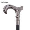 Silberner Totenkopf Blumenkopf Gehstock Mode Dekorativer Spazierstock Gentleman Elegant Cosplay Stock Knauf Krummstab 93cm