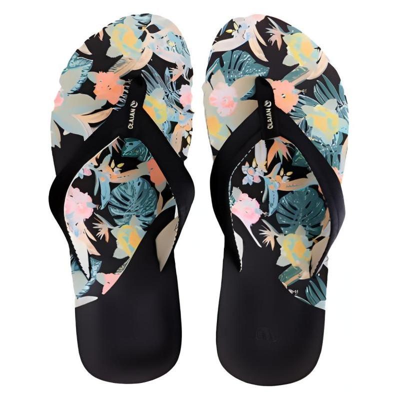 DECATHLON 520 Versatile Comfortable Surfing Rubber Sole Flip Flops Women's Black