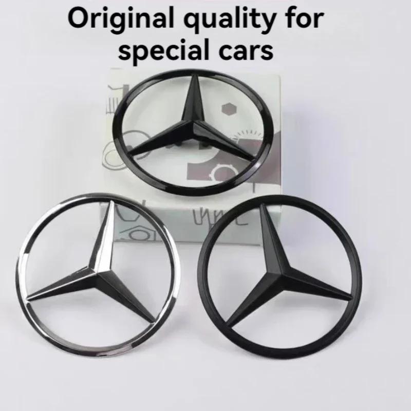 New C200 E200  For Mercedes Benz 81mm ABS Tail Star Emblems Black Silver Rear Trunk Star Logo Stickers Badges for Mercedes Benz