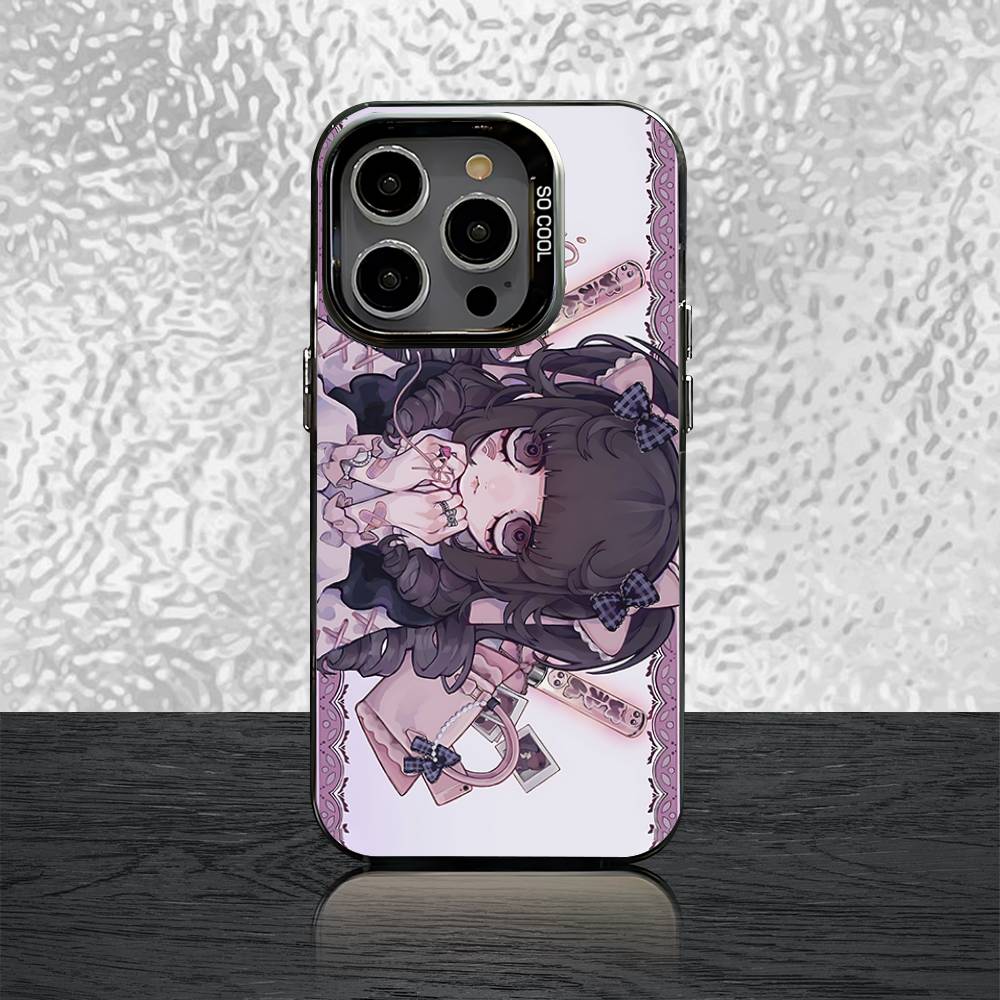 Jirai Kei Cute Girl Phone Case For iPhone 16,15,14,13,12,11,Pro,Max,Plus,Mini,SE Black White Matte Shockproof Cover