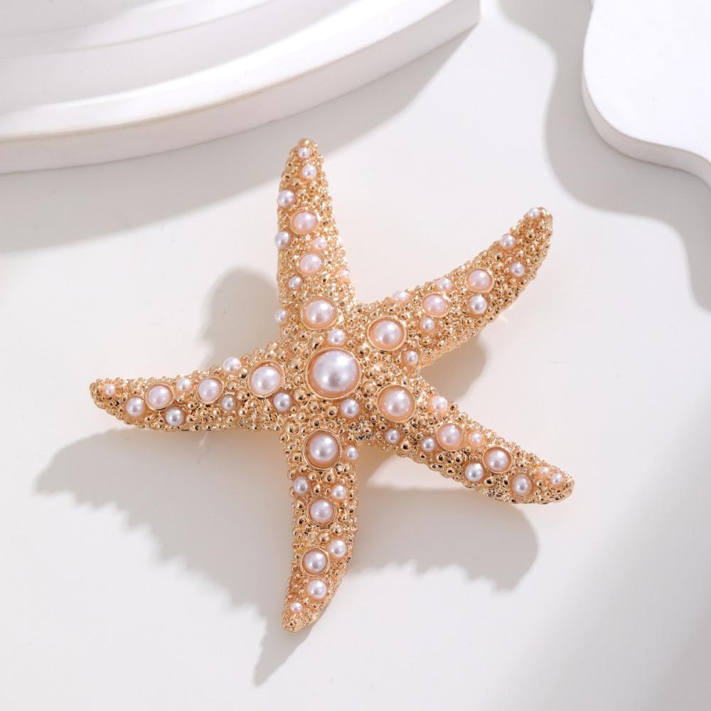 Unisex Starfish Star Metal Pin Jewelry Gift Chest Flower Pin Elegant Starfish Badge Pin Men