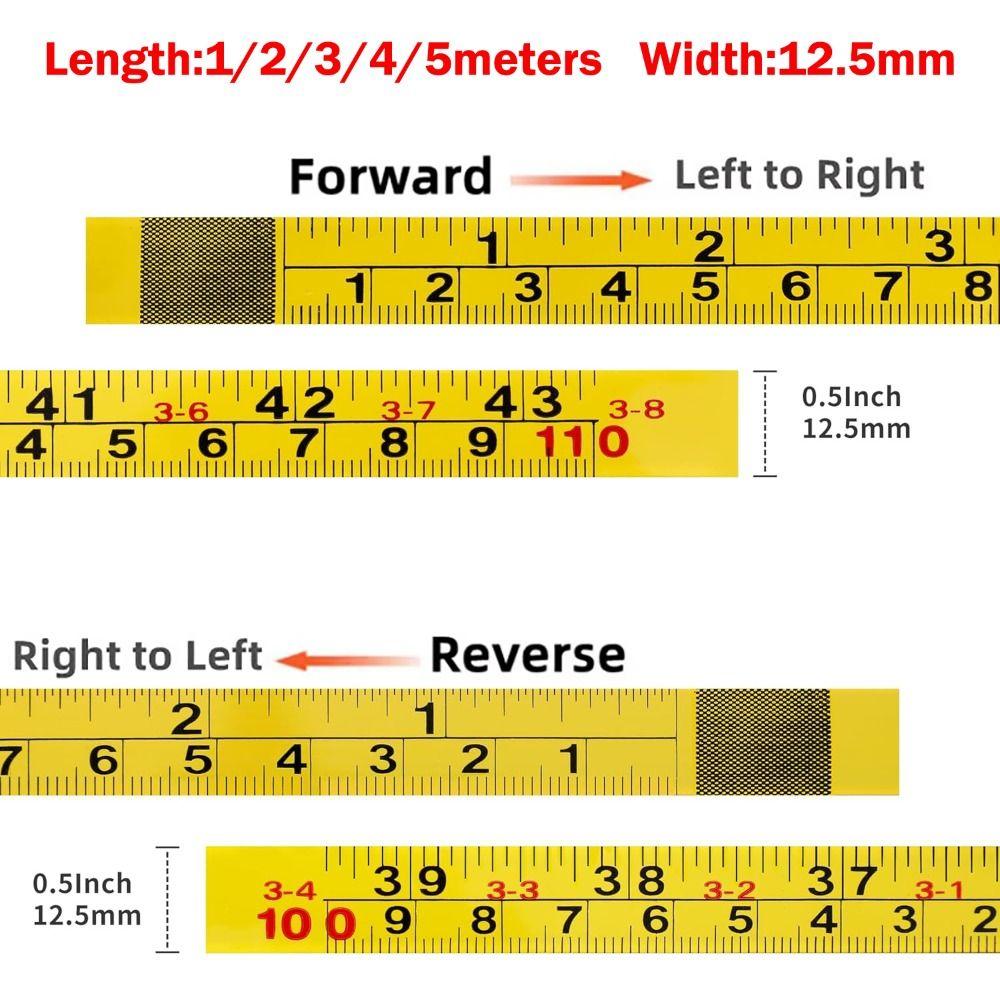 Durable Self-Adhesive Measuring Tape Imperial and Metric Scales Steel Metal Tape Measure Left-Right Reading Ruler Drafting