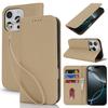 Applicable to iPhone16 mobile phone leather case 17Pro lychee pattern flip magnetic card holder portable rope 14plus