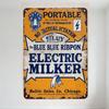 Vintage Blue Blue Ribbon Electric Milker Metal Sign - Portable No Installation Needed Rusty Retro Industrial Tin Sign for Wall D