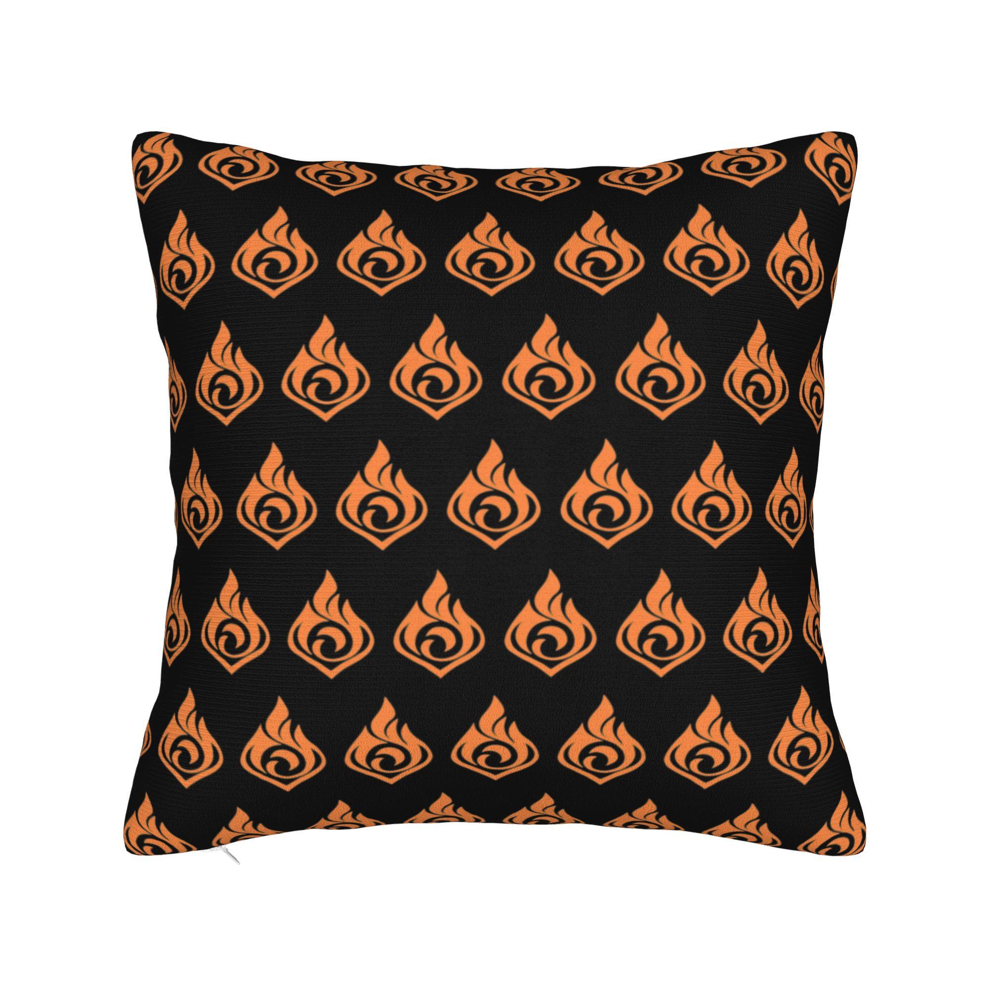 Soft Genshin Impact Symbol Elements Pyro Pillowcase Polyester Cushion Cover Gift Emblem Throw Pillow Case Cover Home Zippered 30cm x 30cm