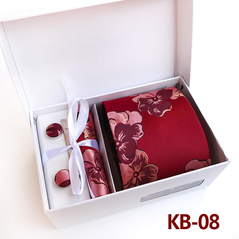 Men'S Tie Gift Box 6-Piece Set Big Flower Wedding Tie Set