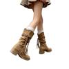 7CM Inner Heightening Thick-soled Medium Boots Children's 2025 New Thick Heel Retro Fringed Strap Stacking Boots Western Boots