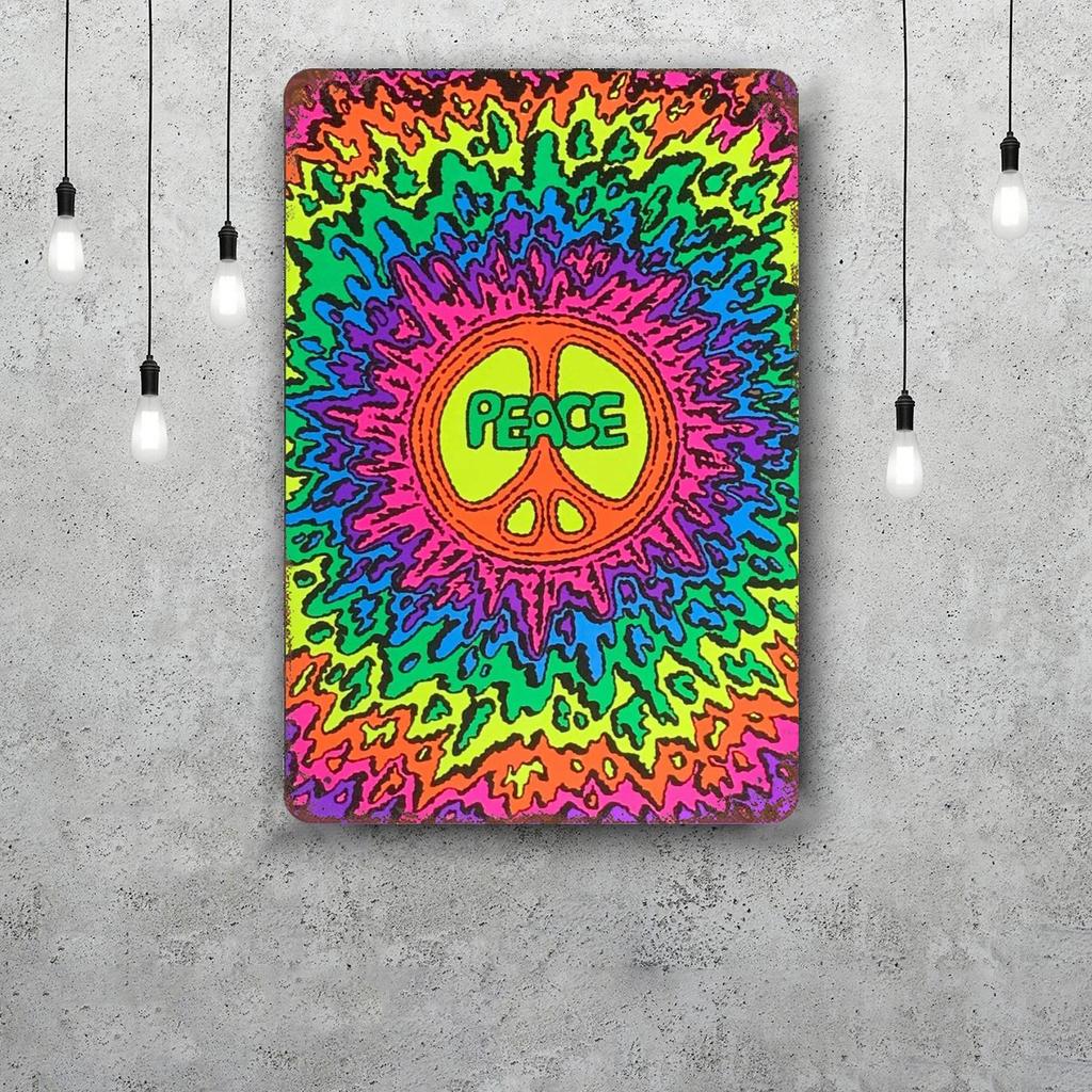 Psychedelic Vintage Metal Tin Signs Posters Decor Retro Metal Plaque Wall Art Decor for Garage Bar