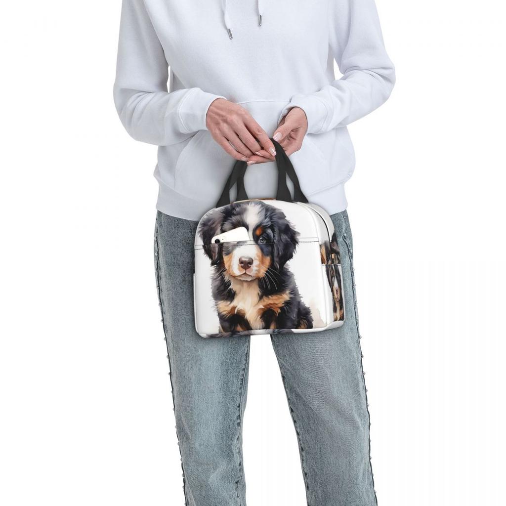 Bernese Mountain Dog Animal Insulated Lunch Bag for Women Children Leakproof Food Boxes Thermal Lunch Box Tote