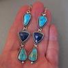 He Cheng Retro Geometric Triangle Gemstone Earrings