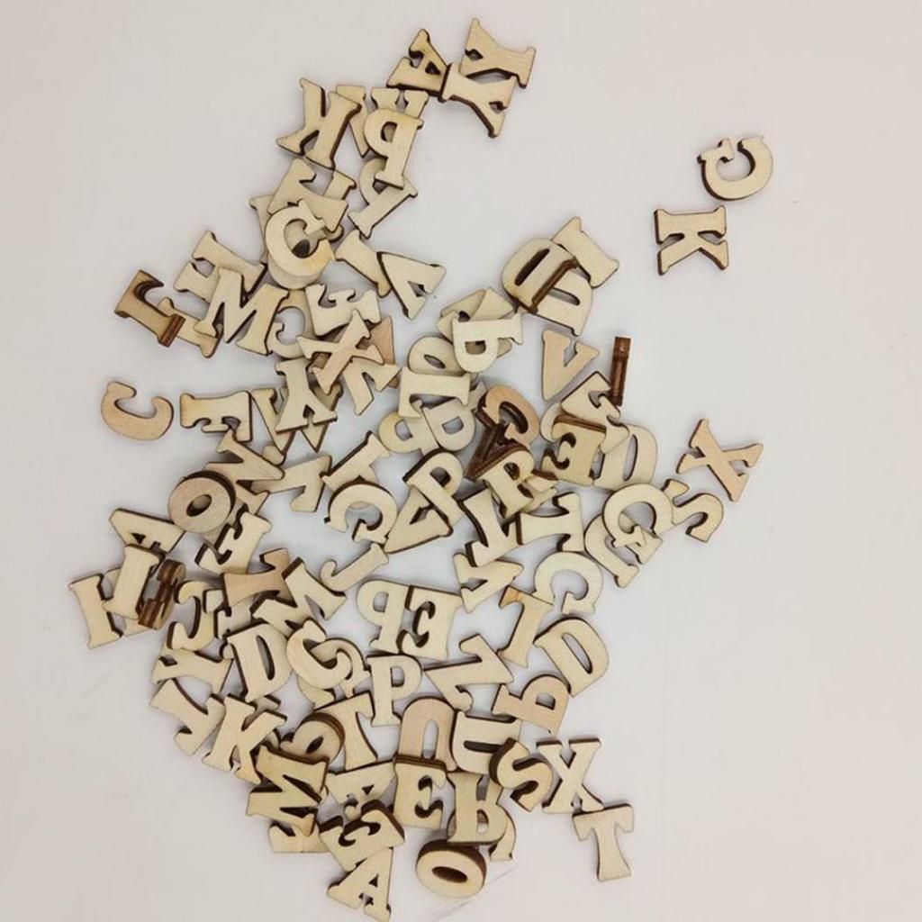 100 Pcs Mixed Wood Alphabet Letters Numbers Button DIY Craft Sewing Scrapbooking