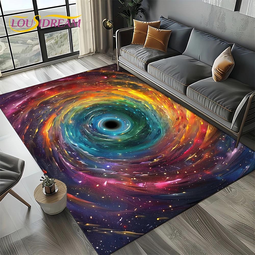 Universe Space Stars Black Hole Galaxy Earth Milky Way Carpet Rug for Living Room Bedroom Sofa Decoration,Non-slip Floor Mat