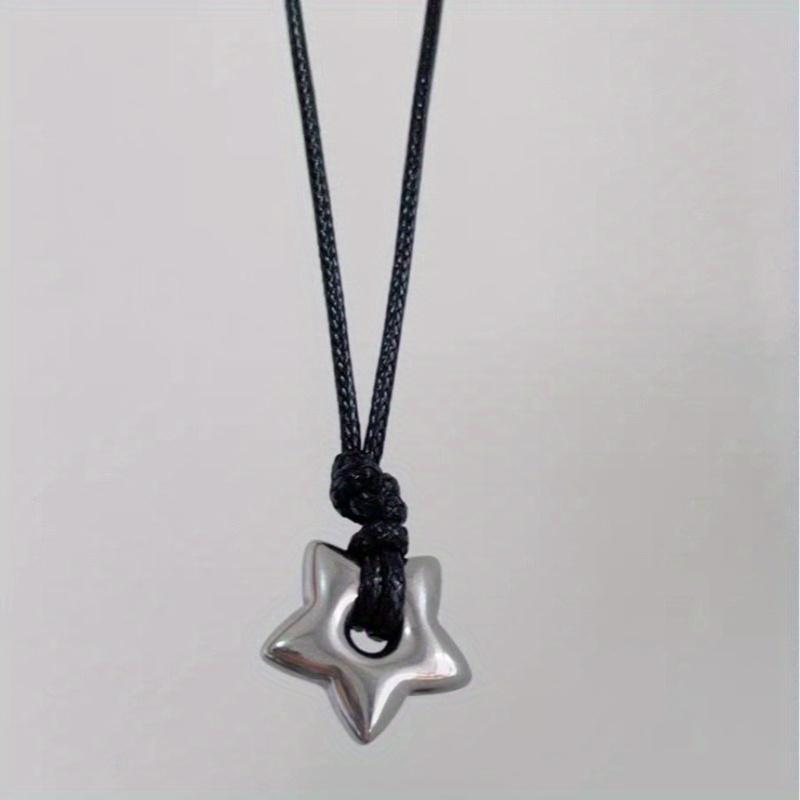 Retro rope five-pointed star pendant necklace, Gothic hollow star-shaped fashionable men's and women's accessories, necklace, gift