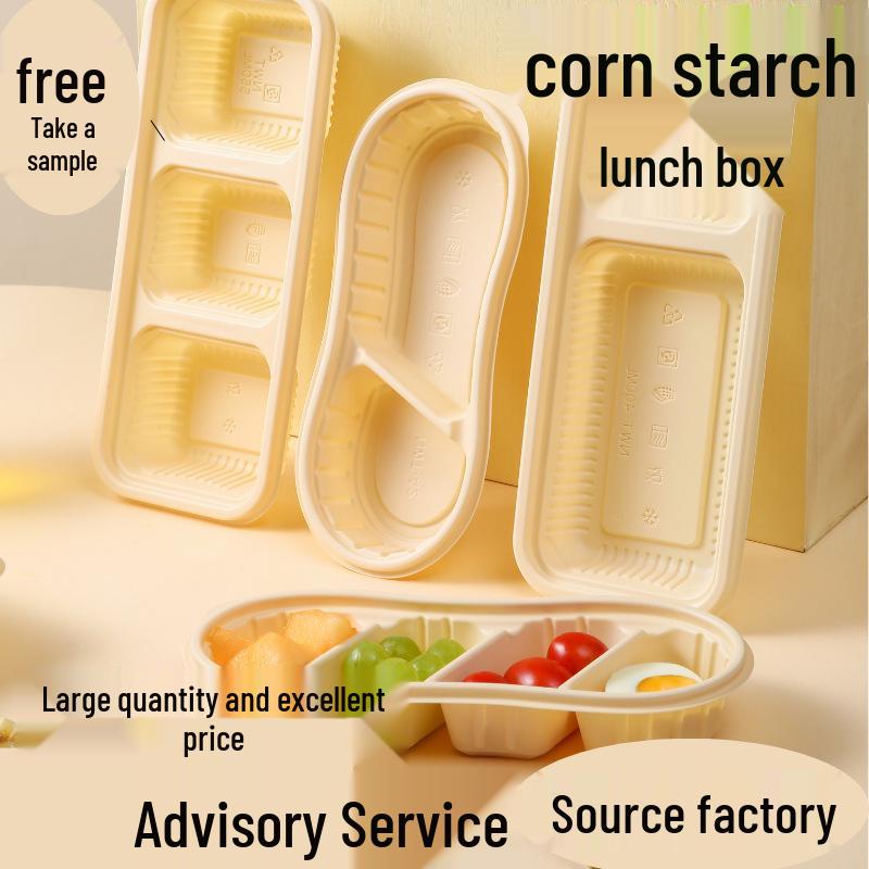 Eco-Friendly Cornstarch Disposable Lunch Box with 4-6 Compartments for Takeaway Fast Food and Food Grade Use 200ML 300 setsbox 033set 3240₽