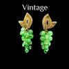 Vintage Grandma's Multi Layer Beaded Retro Style Versatile Unique Fresh Set Necklace With Grape Earrings