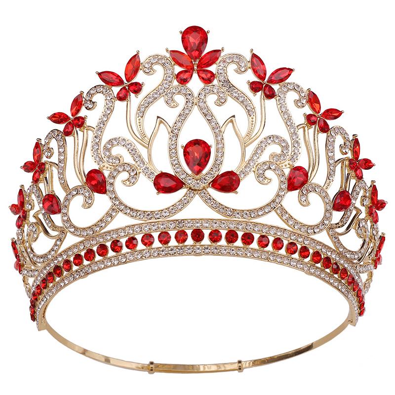 8 Colors Queen Round Crown High Tiaras and Crowns for Women Bridal Wedding Hair Jewelry Party Birthday Bride Headdress Pageant