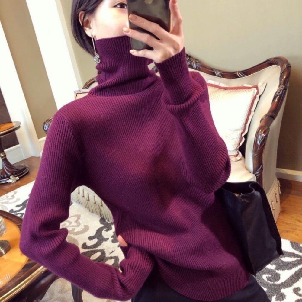 A New Large-sized Women's Sweater for Autumn and Winter, Featuring A High-neck Base Layer and Long-sleeved Knitted Sweater