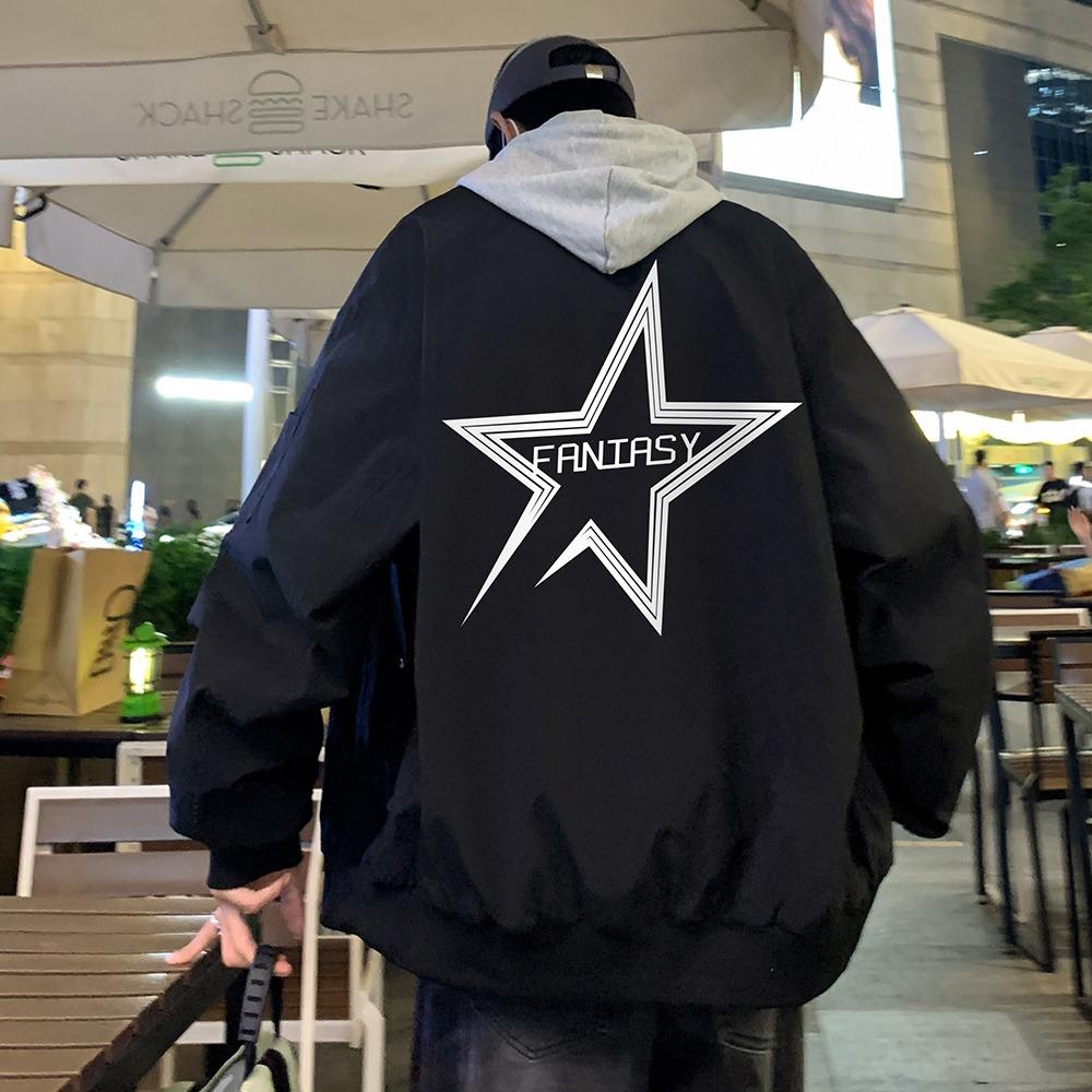 

150Kg trendy fat jacket jacket men s loose large size American tooling jacket trendy baseball jacket S 75-42.5 kg