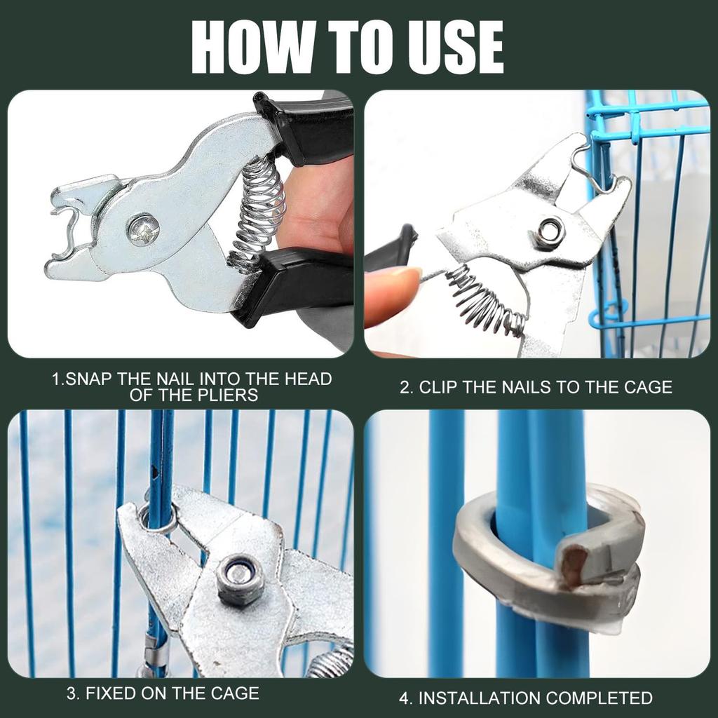 Sausage Clipper Pliers With 1200 Clips - Fence Pliers Hog Ring For Mattresses, Car Cushions, Sofas, Fences and Animal Cages