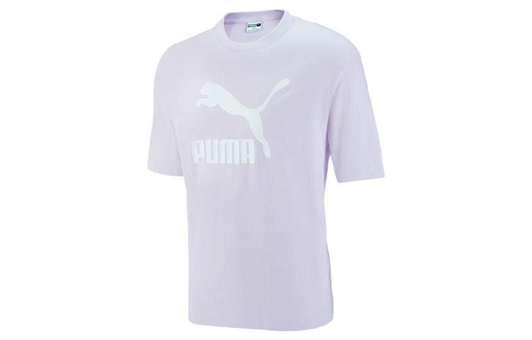 PUMA ESSENTIALS T Shirts Unisex Light Purple Crew Neck Moderate Straight Fit 539904-23 XL