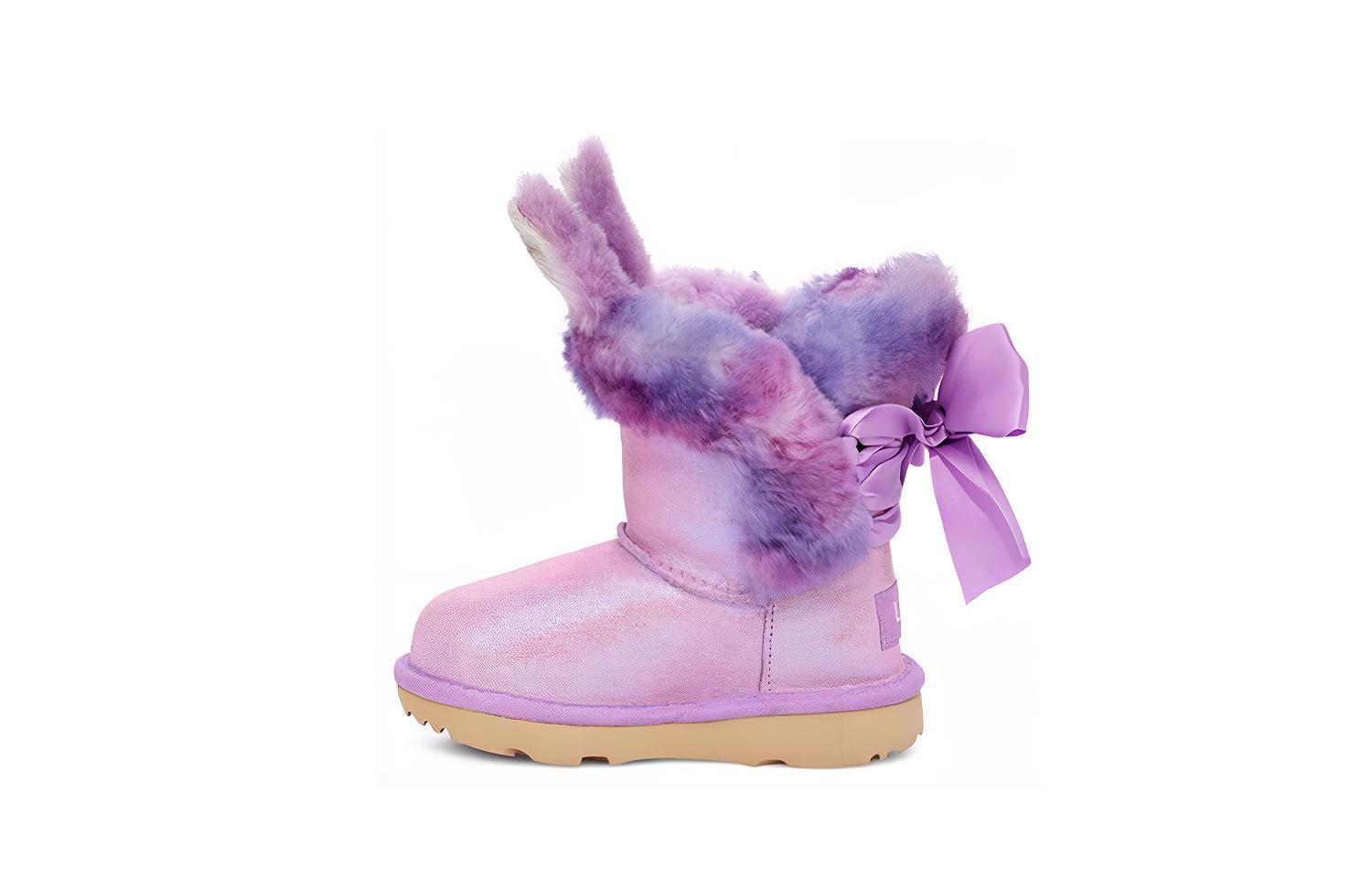UGG Paz Bootie Suede Slip Resistant Abrasion Resistant Kids Boots Pink Purple Children Aged 3 7 Years Old 1103503-OBLS 22