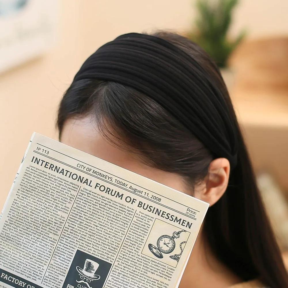 Handmade Headband Daily Headband Angel Scrunchie Basic Ribbed Black