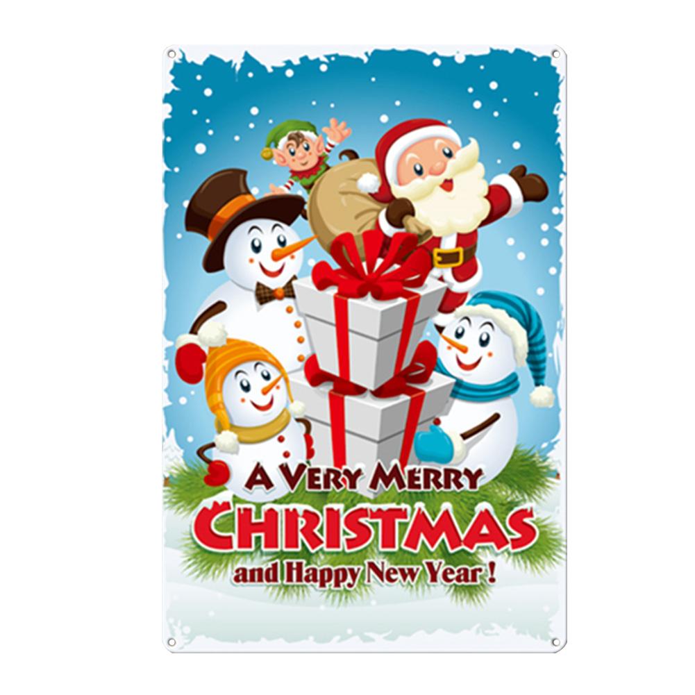 Merry Christmas Metal Tin Sign Plaque Santa Claus Posters New Year Iron Painting Home Bar Cafe Pub Decoration Wall Art Plates