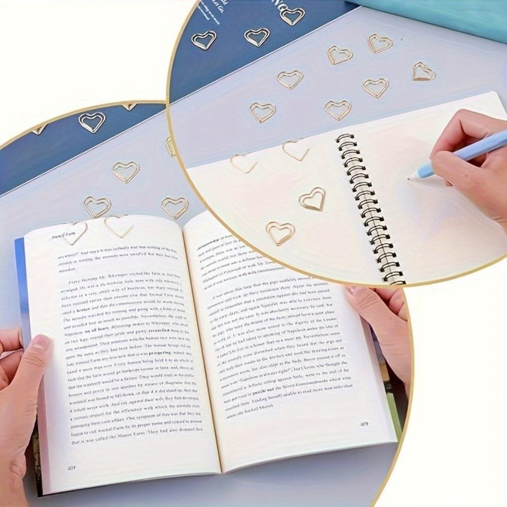 Herz-Büroklammer Goldene Liebe Kleine Kurve Nadel Metall Tagebuch-Büroklammer Büro Dokument, Schreibtisch-Aufbewahrung papeleria y oficina