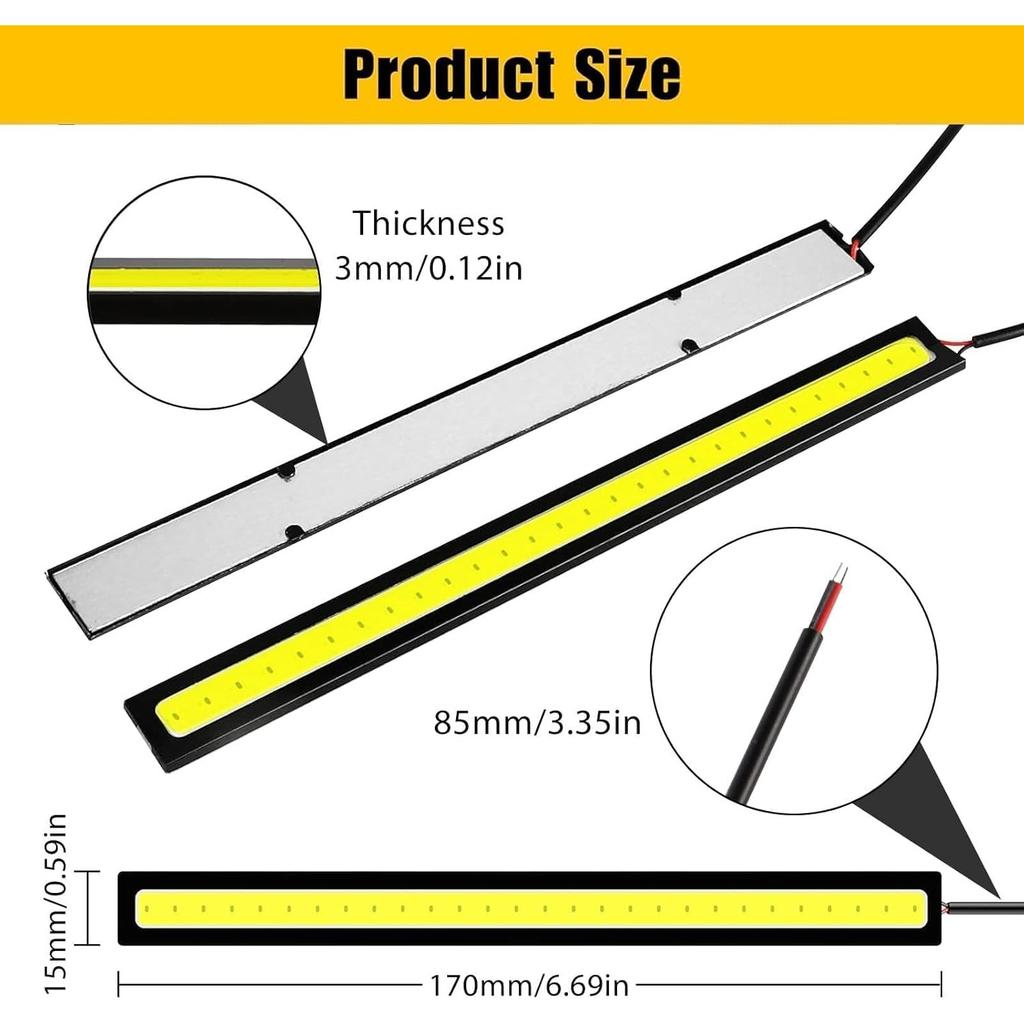 12PCS 12V LED Interior Light Bar, Waterproof 28 LEDs COB Strip Light Super Bright Lights for Truck Boat Bike RV, White