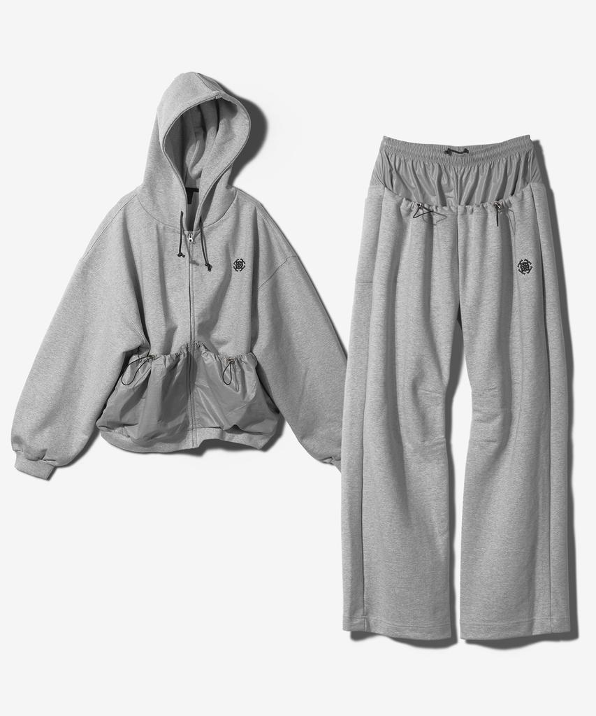 Fanshow (Setup) Pocket Hooded Zipup Pants - Melange