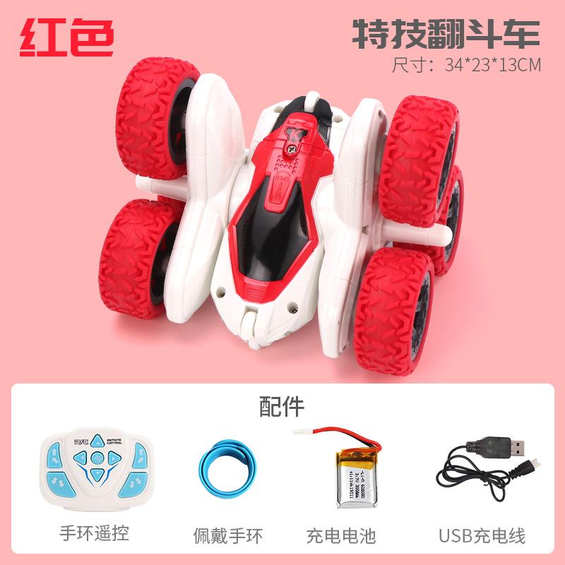 

Шестиколесный трюковой переворачивающийся автомобиль для детей 2.4G беспроводной пульт дистанционного управления 360 Flip зарядка устойчивый к падениям горный игрушечный автомобиль красный