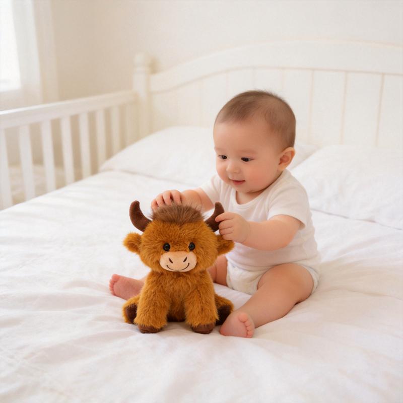 Favorite Toy Unisex High Quality 25Cm Kawaii Phd Highland Cattle Plush Toy Graduation Gift Cute Highland Cow Animal Plush For Graduates Perfect Gift