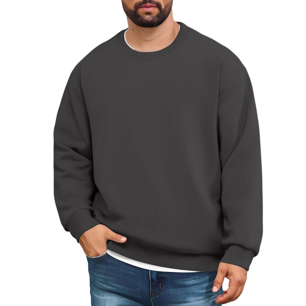 Men's Lined Sweatshirts Premium Heavy-weight Fleece Pullover Thick Thermal Sweatshirts