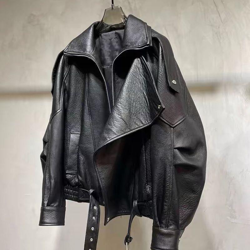 

Cotton thickened leather jacket leather jacket women s autumn and winter new women s locomotive jacket cotton coat loose and casual S suggestion [80-52.5kg]