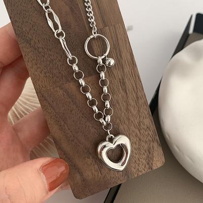 Collana a cuore cavo in argento sterling 925 per donna collana geometrica regali di gioielli per feste 2022 Nuovo