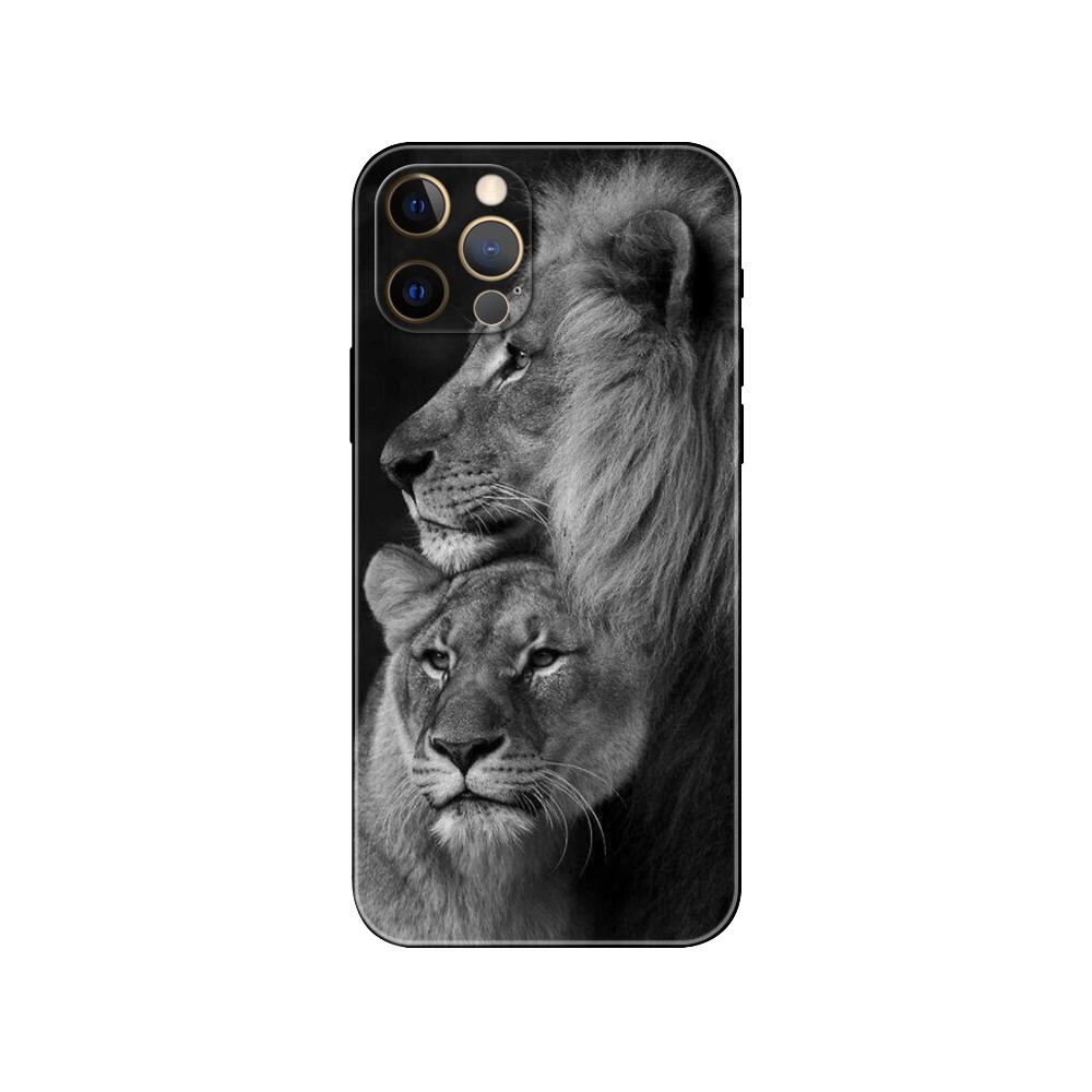 

Черный чехол из ТПУ для iPhone 5 5S SE 2020 6 6S 7 8 plus x 10 XR XS 11 12 13 mini pro MAX задняя крышка волк собака кошка лев тигр животное iphone 13