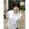 Y2K Aesthetic Oversized T-Shirt for Women Star Print Irregular Line Graphic Tees Casual Loose Short Sleeve Top