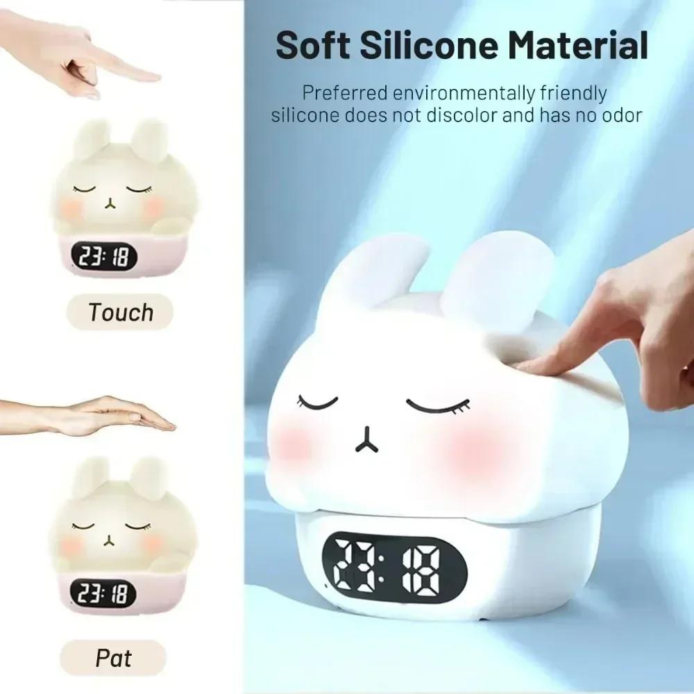 Kawaii Bunny Digital Alarm Clock Cartoon Rabbit USB Electronic Desk Clock Bedrooms Timer Bedside for Kids Small Room Decor