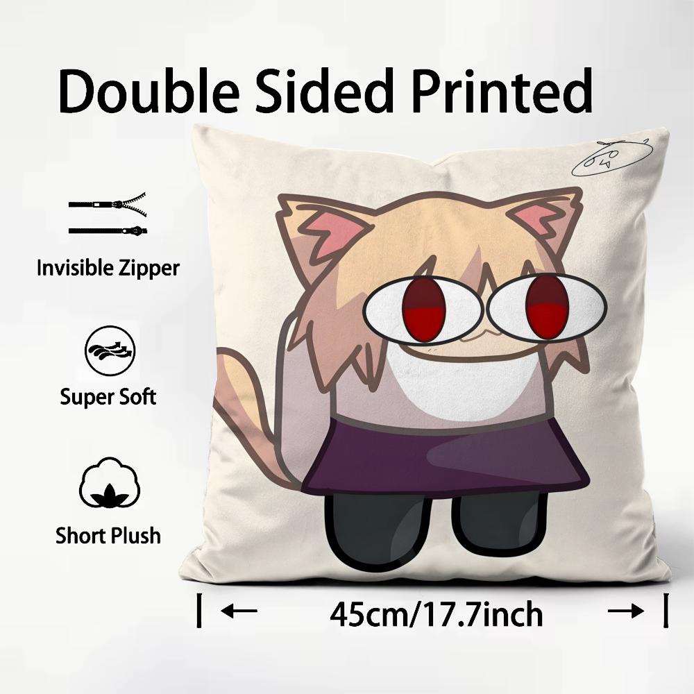 Neco Arc Funny Meme Kawaii Cushion Cover Pattern Printed Pillowcase For Living Room Sofa Cushion Cover & Bedroom Decor