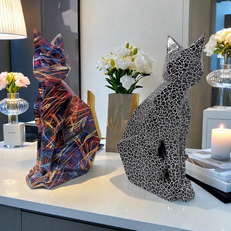 European Creative Geometric Cat Animal Ornaments Home Wine Cabinet Office Desktop Decoration Decoration Handicraft Gift