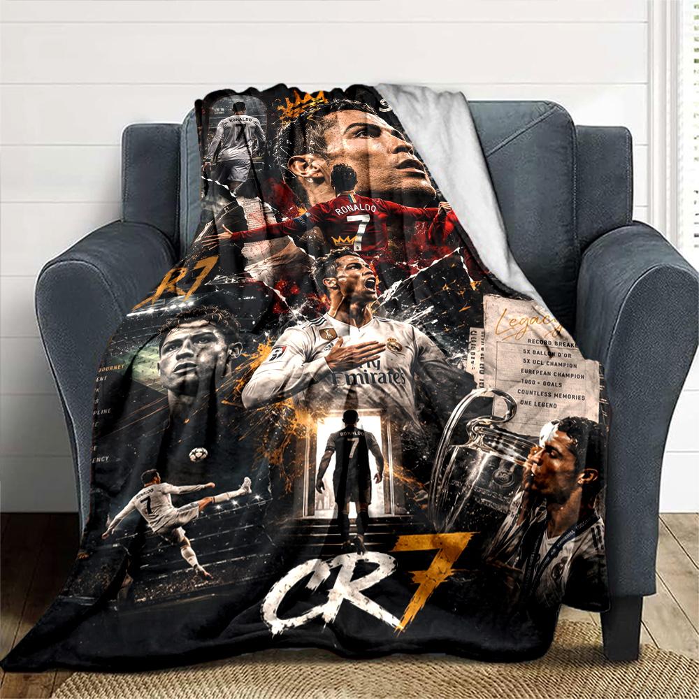 Ronaldo's Golden Legacy Blanket Warmthful Decor Great for Chair Sofa Office Four Seasons Universal Digital Print Best Holiday Gift for Friends Family