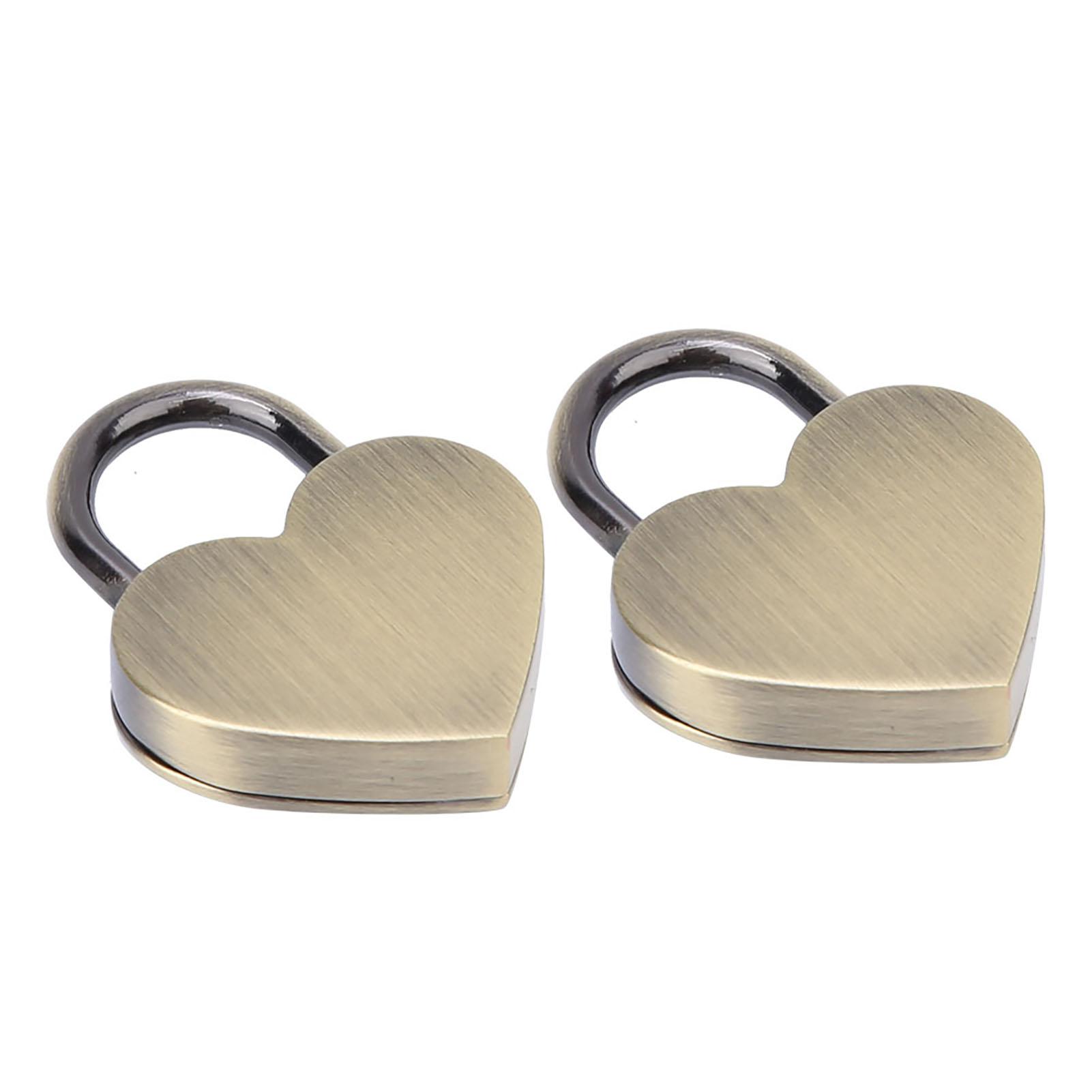 

2 Sets Heart Lock Metal Vintage Padlock Household Craft Supplies with Keys 30x39mmAncient Gold