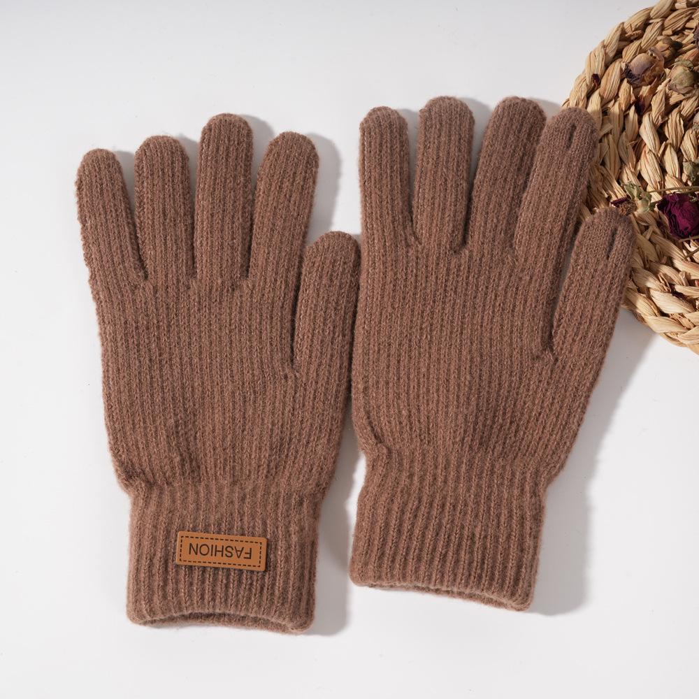 

Touchscreen-Compatible Windproof Wool Cycling Gloves for Autumn & Winter кавовий