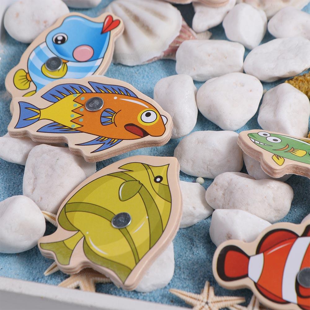 Marine Life Cognition Wooden Fshing Game Busy Board Fishing Toys Fish Rod Toys Fshing Game Toys