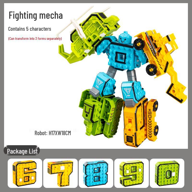 Number Transforming Robot Toy Set for Kids: 0-9 Educational Assembly for Elementary Students