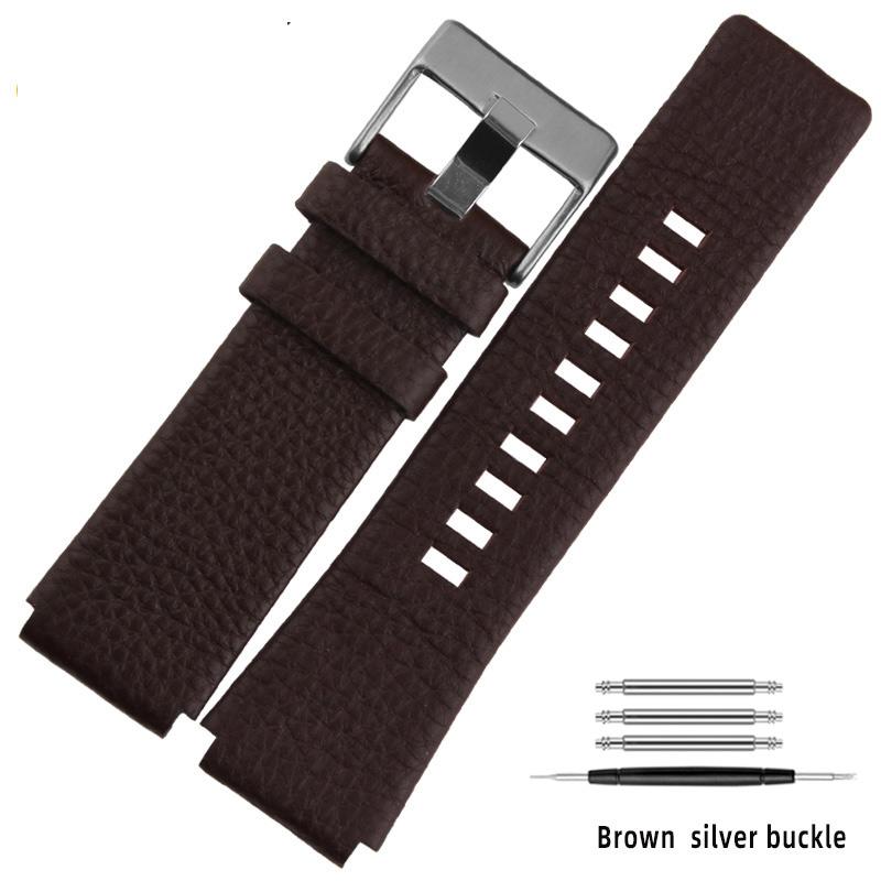 

New High Quality Leather Watch Band Mens Chain For Diesel DZ1089 DZ1123 DZ1132 Substitute Convex Black Strap 30*22mm 30mm 28mm 30mm-20mm