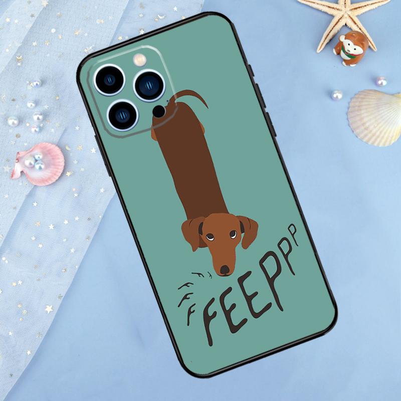 Cartoon Dachshund Sausage Dog Case For iPhone 17 Pro Max 16 15 14 12 11 13 Pro Max Plus 12 13 Mini 16e 17 Air Back Cover